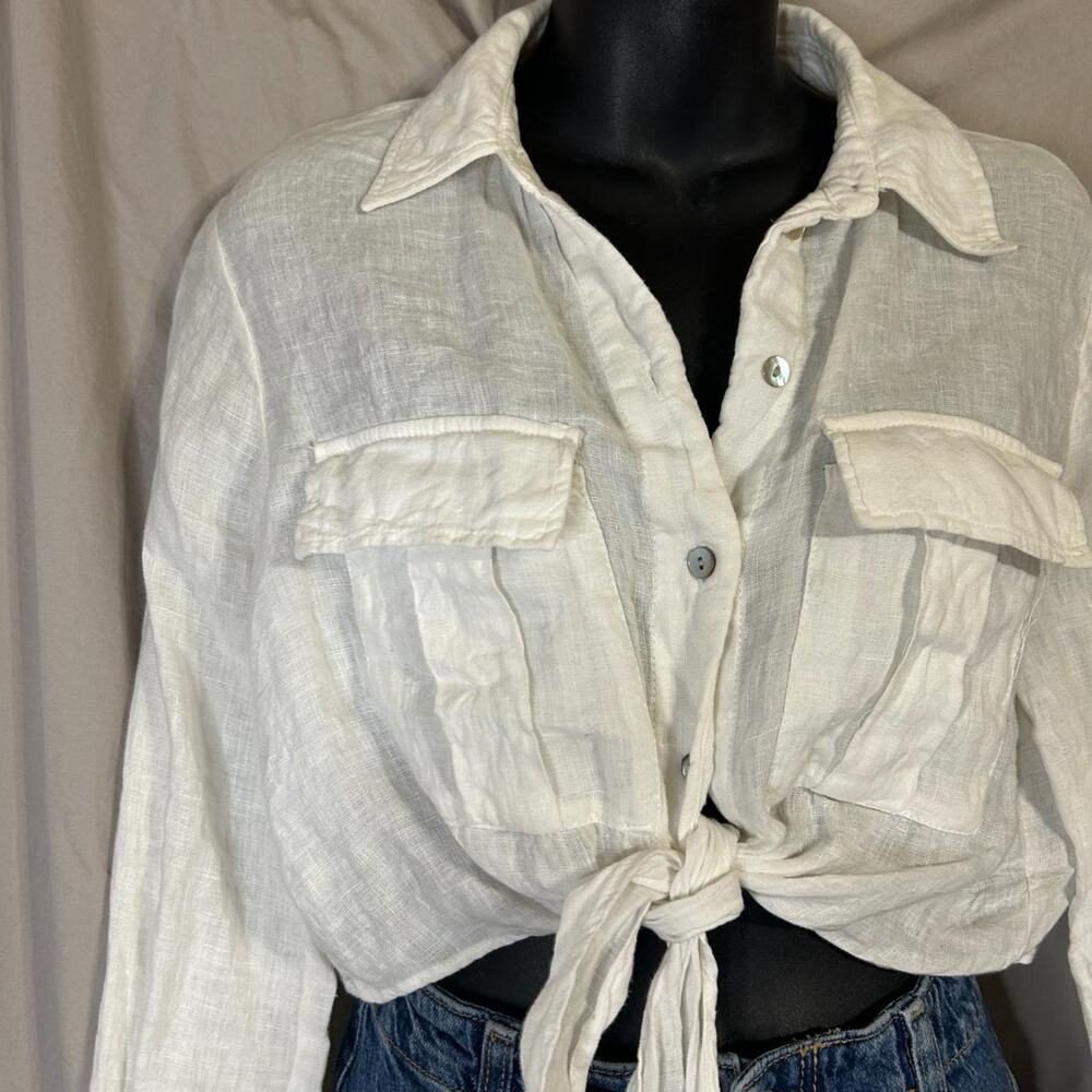 Zara linen blend button up